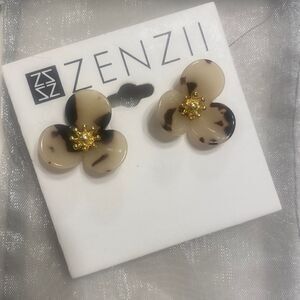 Zenzii Cheetah Pierced Earrings NEW